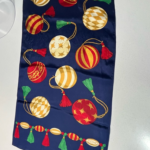 🎄Scarf Christmas Ornaments Print 100% Silk - Picture 6 of 10